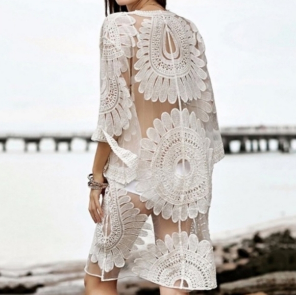 Bohemian Ivory Lace Duster XL NWOT - Picture 3 of 8